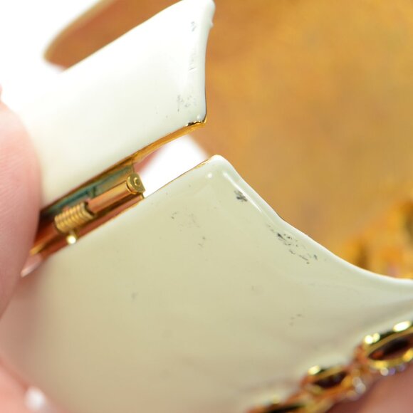 Vintage Kenneth Jay Lane KJL White Enamel Multi-stone Crystal Bracelet - Picture 7 of 8